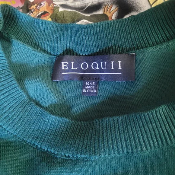 Eloquii green puffed sleeve sweater Size 14/16 - Picture 2 of 8